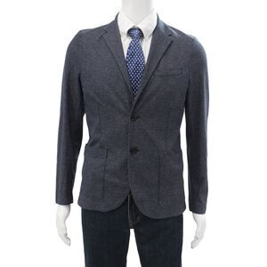 Harris Wharf London Mens Cotton Chevron Buttoned Blazer Jacket Blue Size 48